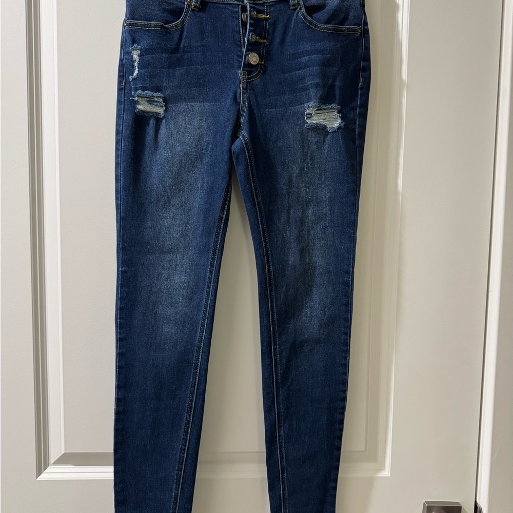 Amazon Women's Dark Blue Distressed Skinny Jeans